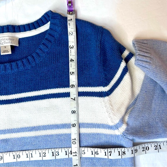 Christopher & Banks Men’s Sweater Blue Off- White Striped Long Sleeve Size S - Picture 5 of 10